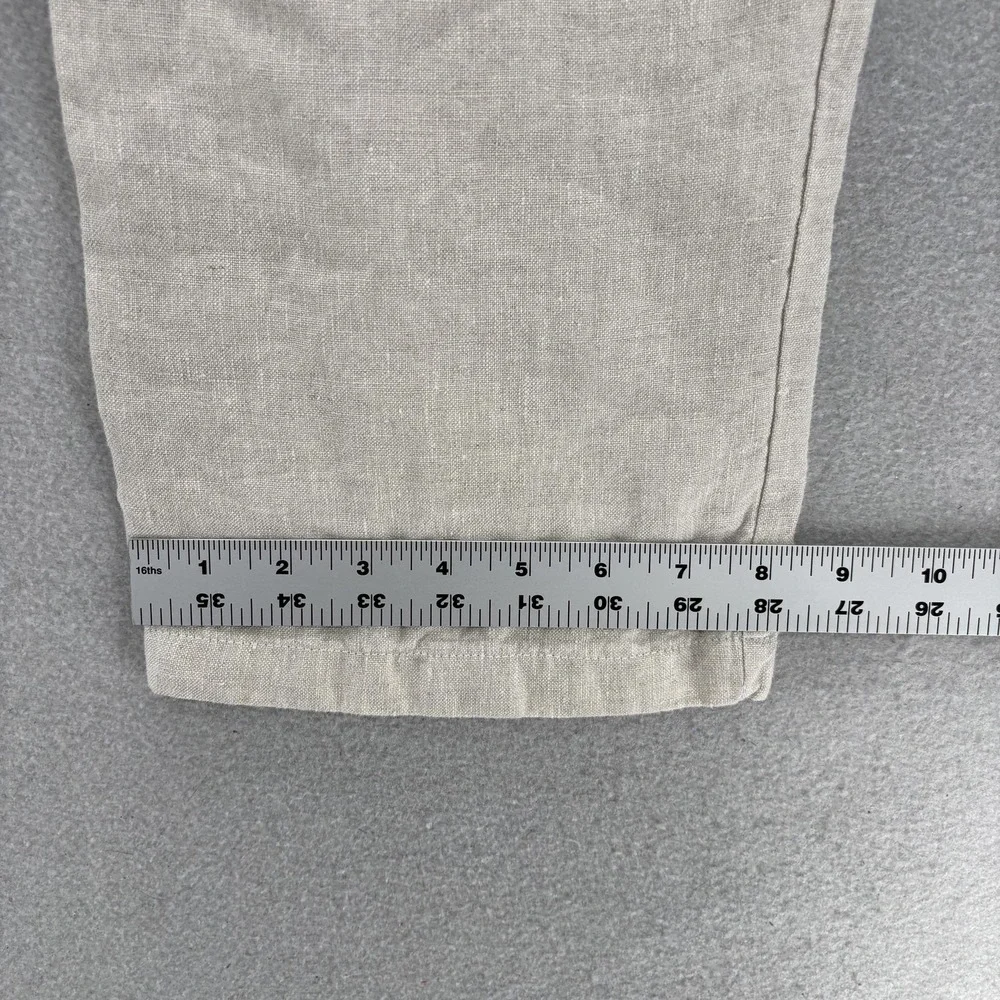 Reformation Alex Linen Pleated Pants Womens 2P Beige Relaxed Mid Rise Summer